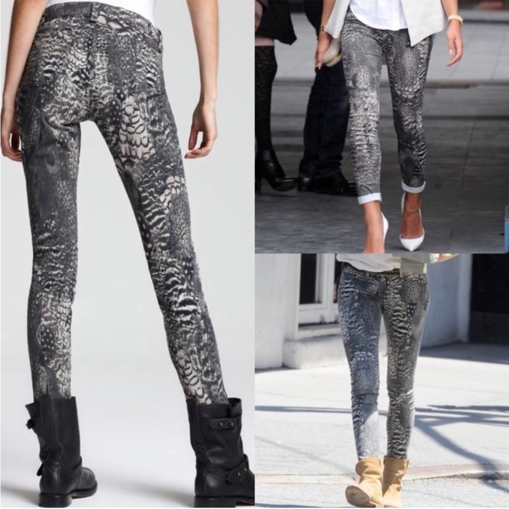 ◾️Rag And Bone Skinny Feather Print Jeans